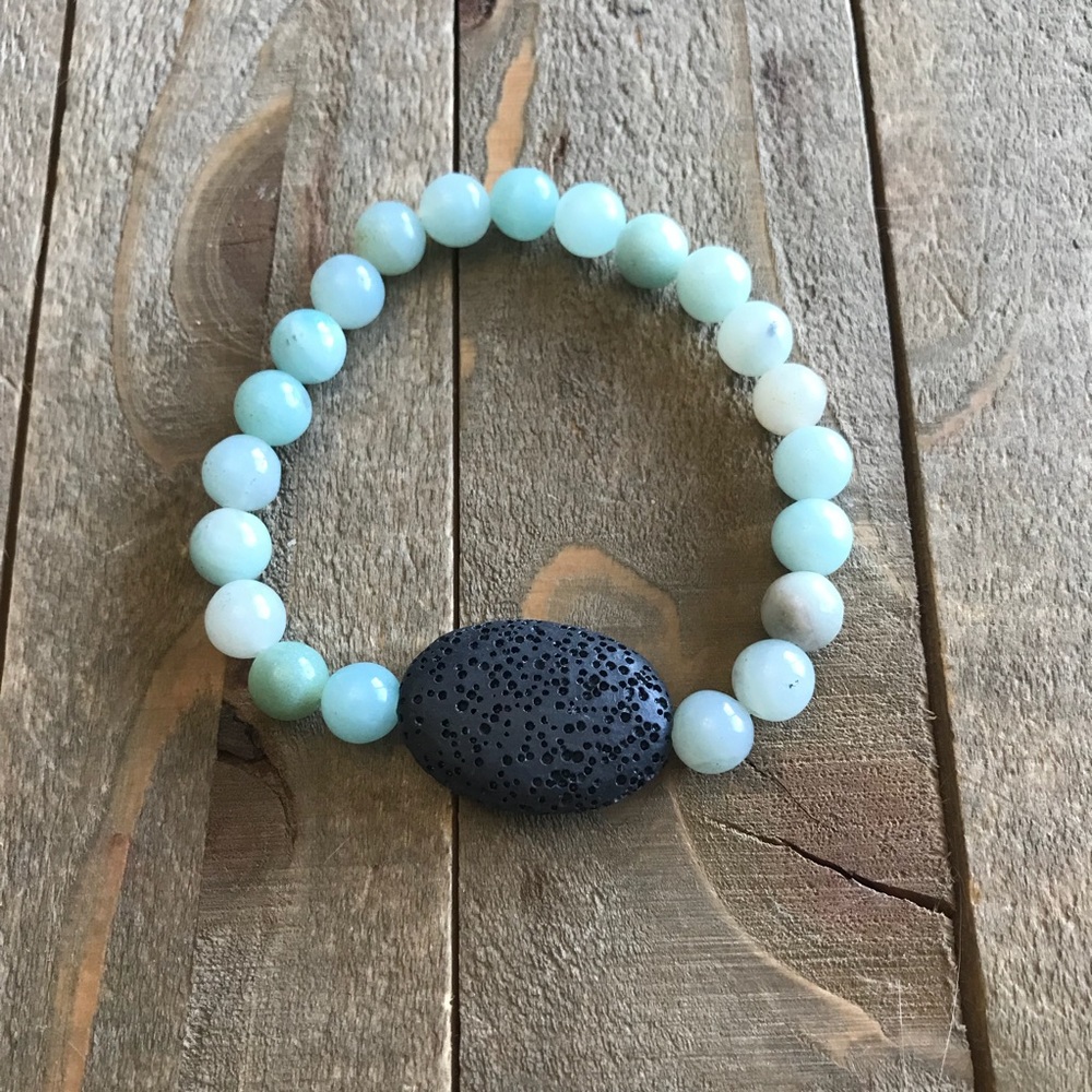 Handmade Amazonite & Lava Bracelet - Picture 1 of 1